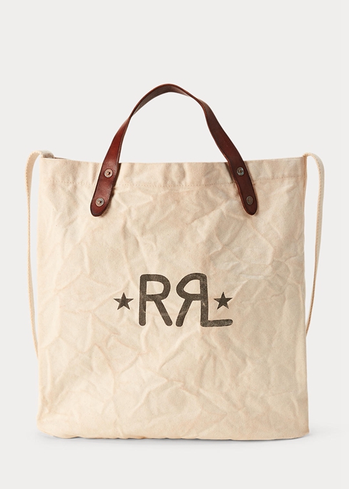 Women's Ralph Lauren Logo Canvas Market Tote Bags Greige | 5930-PWCQA